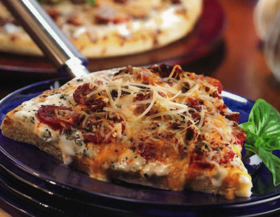 Creamy Garlic Pepperoni Pizza with Sun-Dried Tomatoes