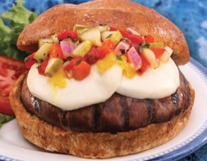 Portobella Mushroom Burger with Pickle Pepper Relish